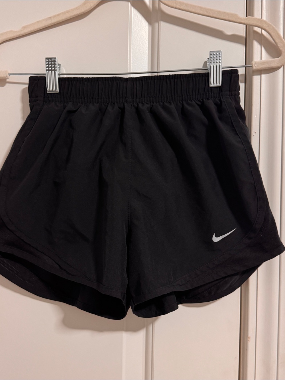 Nike Black Women's Athletic Running Shorts with White Swoosh